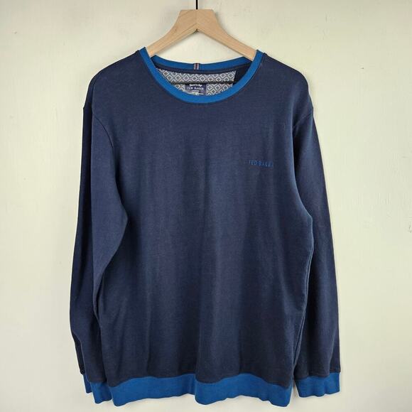 Ted Baker Dressed‎ To Chill Lounge Sweatshirt Men's L Navy Teal Blue - Picture 1 of 7